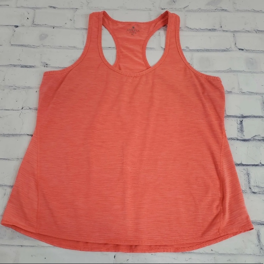 Athleta Shadow Stripe Chi Tank racerback bright coral size S